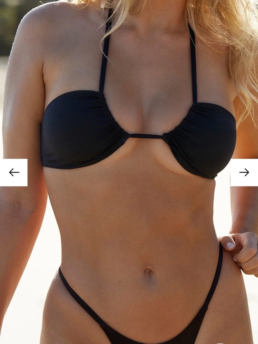 NWOT Monday Swimwear Black Halter Micro/Thong Bikini -Small